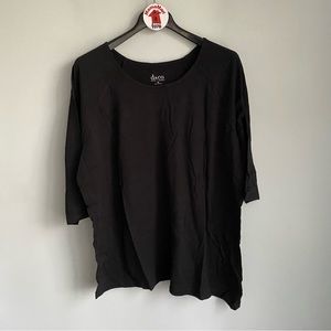 NEW Denim & Co. 3/4 Sleeve Top Solid Black 2X